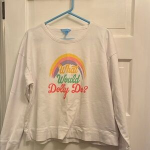 Draper James White Sweatshirt with Rainbow Graphic